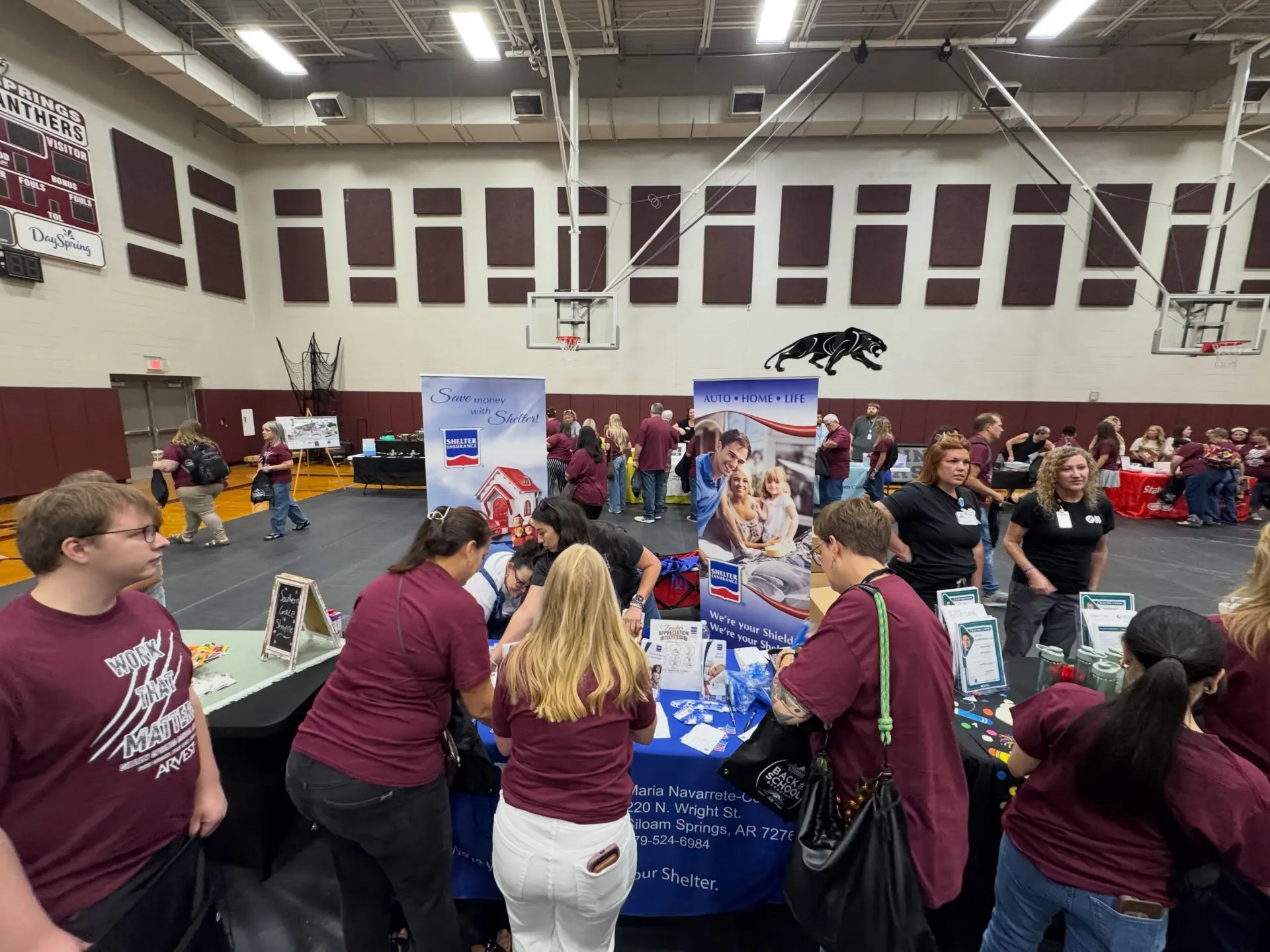 Siloam Springs teachers and staff gathered in the high school gym during the breakfast event